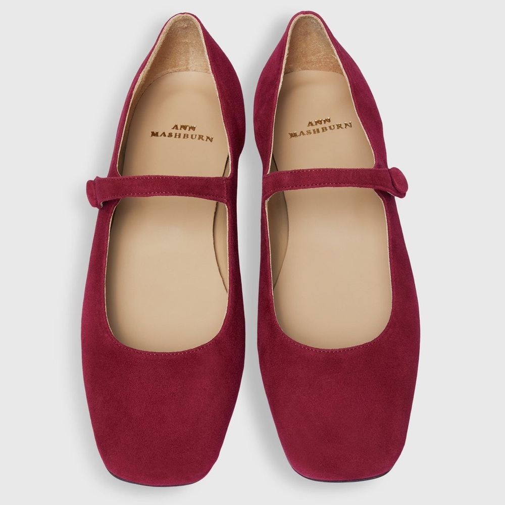 ANN MASHBURN Beet Suede Mary Jane Flats - Picture 2 of 4